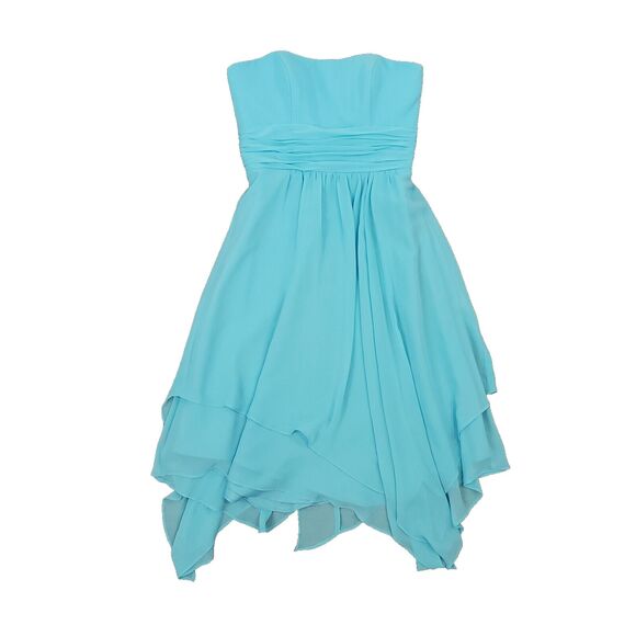 Alfred Angelo Strapless Midi Dress Asymmetric Hem Sz 4 Blue Whimsy Fairy Wedding - Picture 7 of 13